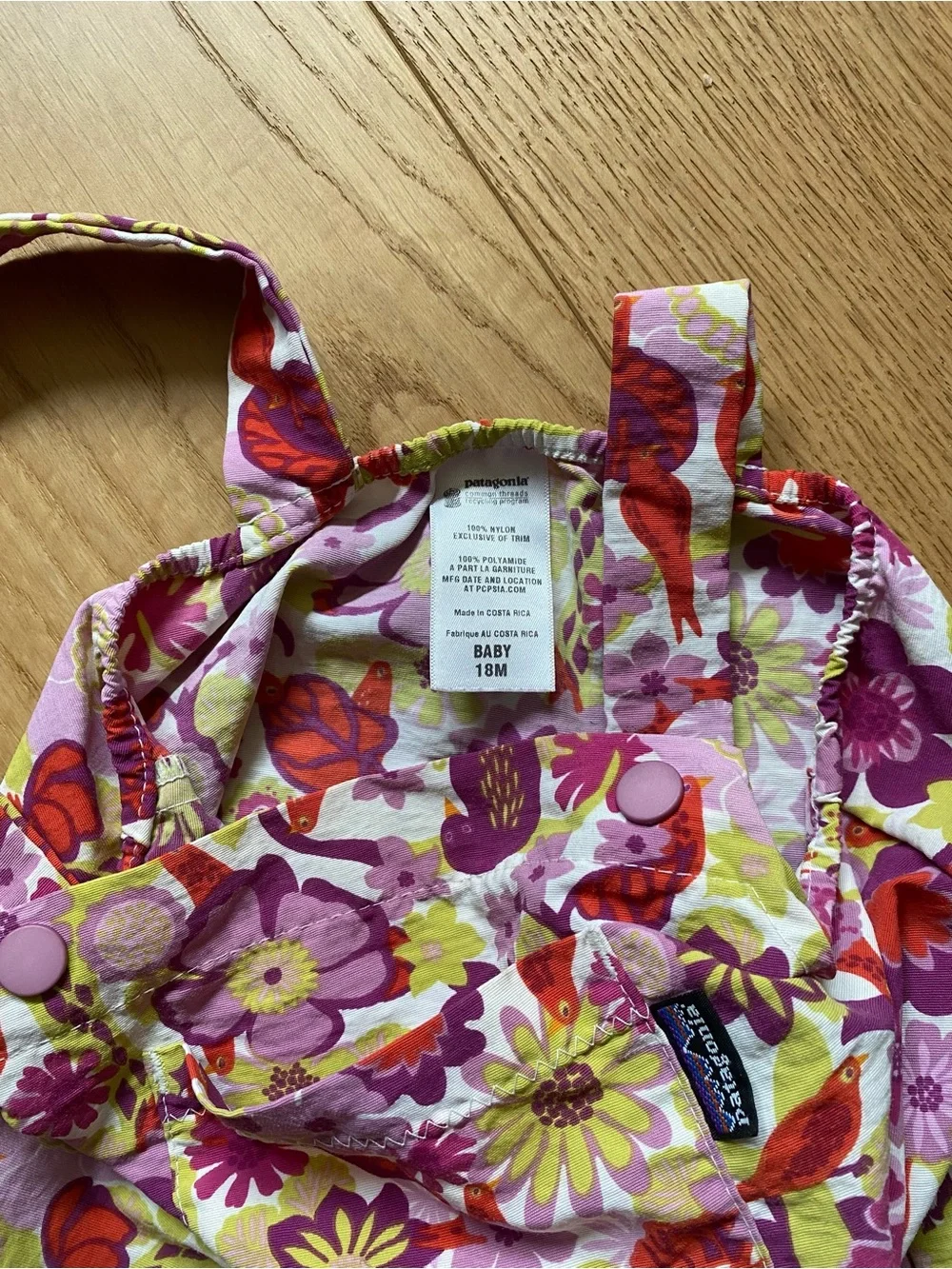 Patagonia Pink & Purple Floral Bird Bib Overalls